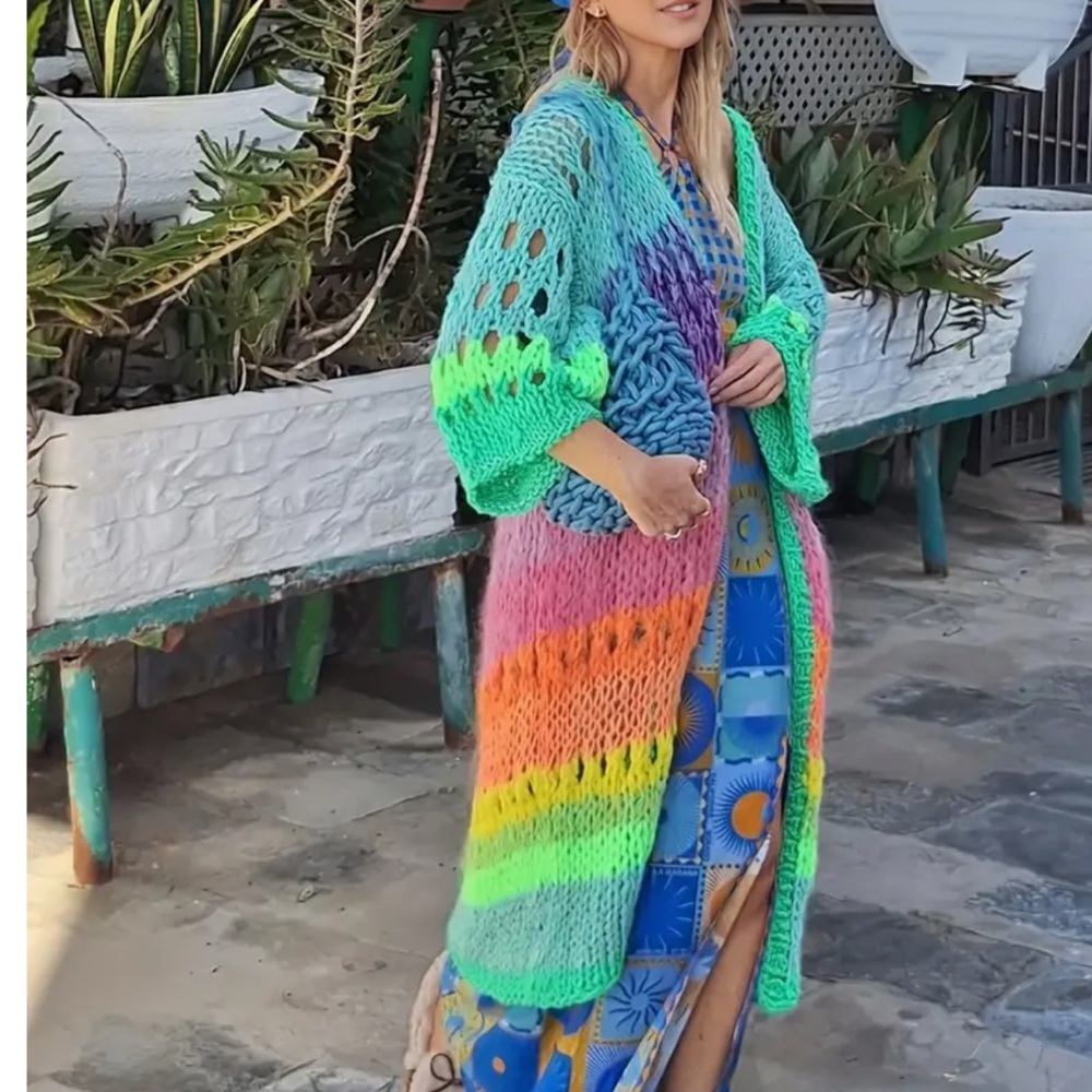 NEW! Boho hand stitched maxi cardigan - Picture 8 of 13